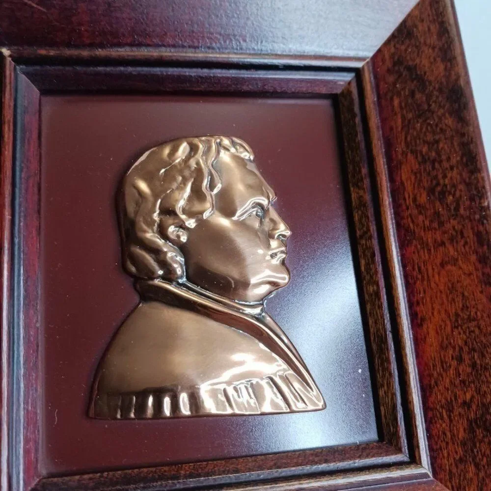 Vintage Metal Victorian Style Small Men Bust in Frame